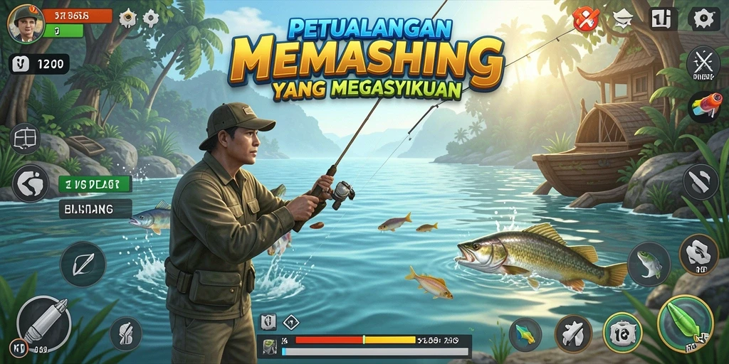 Tampilan gameplay memancing yang seru dan realistis di 116X.