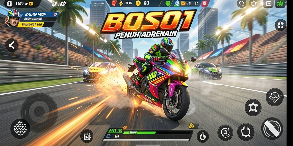 Gameplay mendebarkan dalam game balapan motor.