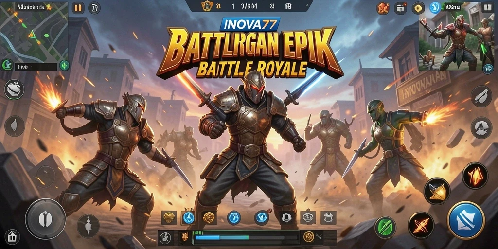 Screenshot gameplay INOVA77 menampilkan pertempuran seru dan strategi yang mendebarkan.