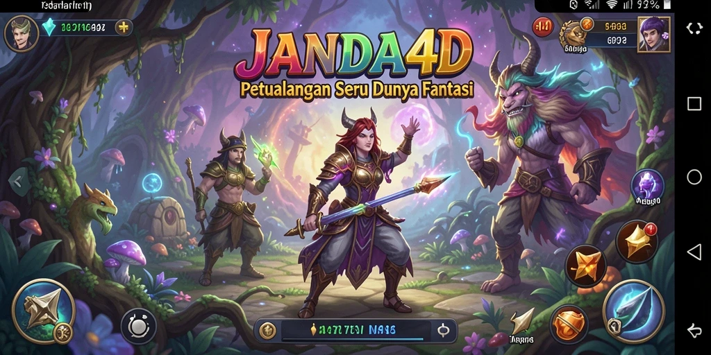 Tampilan gameplay <strong>JANDA4D</strong> yang menampilkan petualangan seru di dunia fantasi.