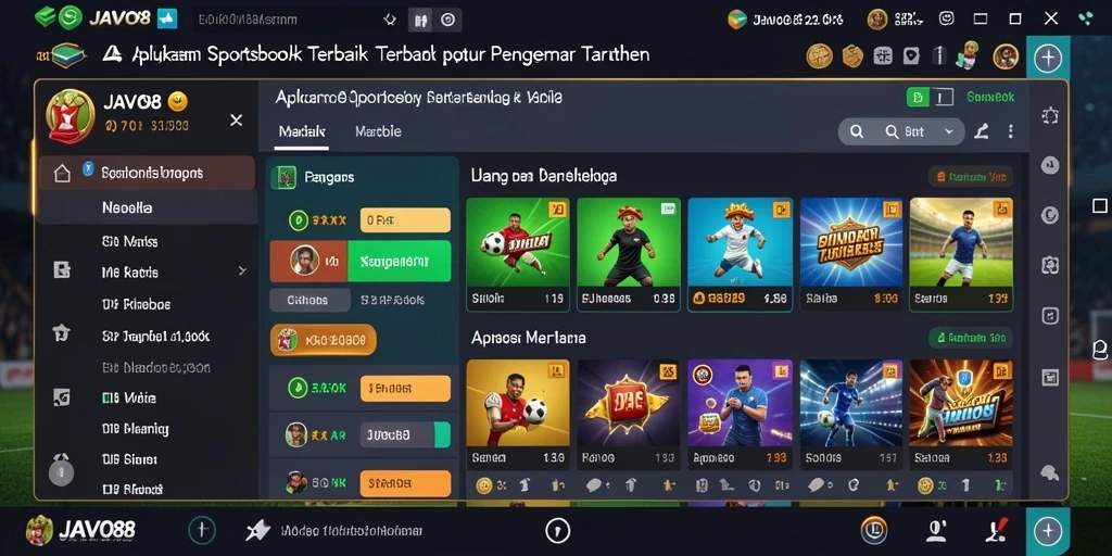 Tangkapan layar utama dari gameplay JAVO88 yang menampilkan taruhan olahraga.