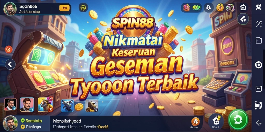 Screenshot gameplay SPIN88 menampilkan keseruan dalam membangun bisnis Tycoon.