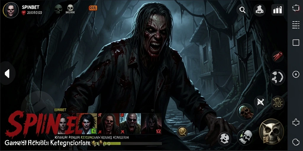 Menampilkan gameplay menegangkan dari SPINBET yang penuh kengerian.