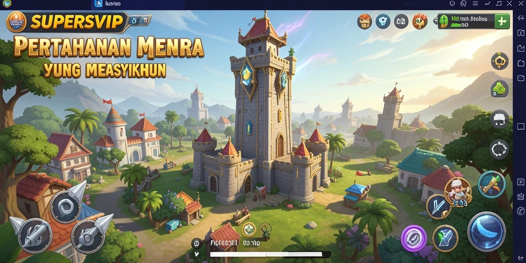 Screenshot menarik dari gameplay Tower Defense SUPERSVIP.