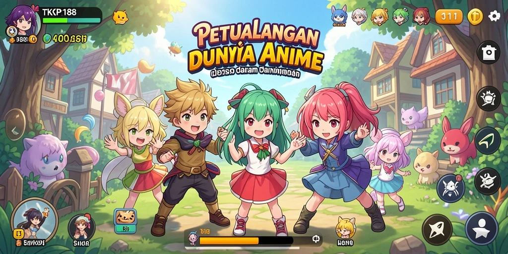 Tampilan gameplay menarik dari TKP188 dengan karakter anime ikonik.